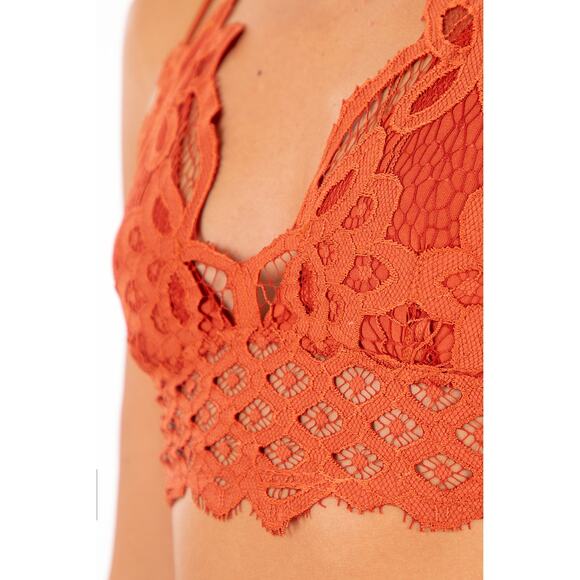 Rust Orange Crochet Lace Bralette - M - Picture 7 of 9